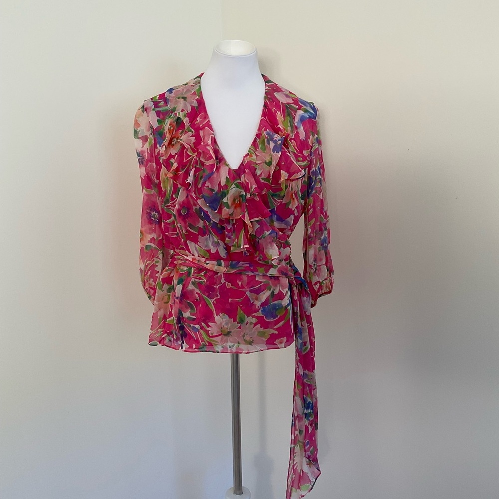 Lauren Ralph Lauren Pink Floral Sheer 2-Piece Blouse Set
